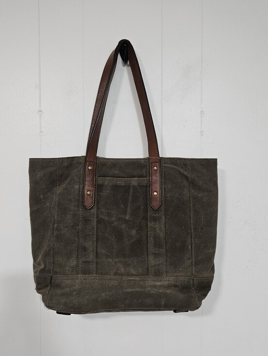 Tecovas Handbags - Tecovas moss green distressed waxed canvas carry-on tote